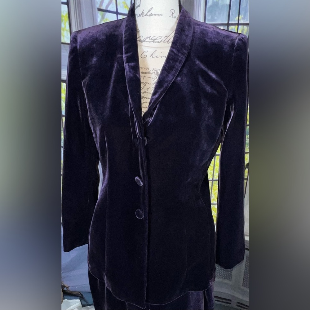 Kasper Violet Velvet Pantsuit Size 6p